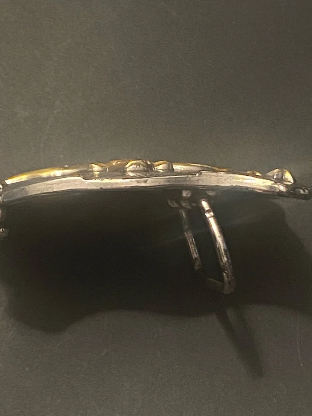 Vintage Western Style Longhorn Steer Belt Buckle Two-Tone Silver & Gold Draign